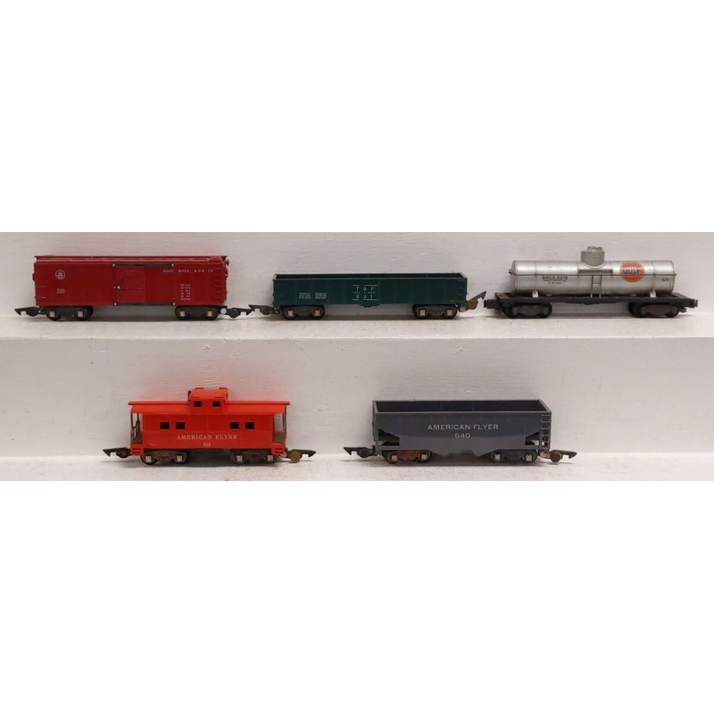American Flyer Vintage S Assorted Freight Cars: 631, 633, 638, 640, 925 [5] VG