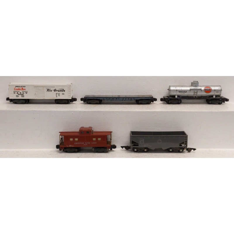 American Flyer Vintage S Assorted Freight Cars: 632, 925, 930, 24039, 42597 [5] VG
