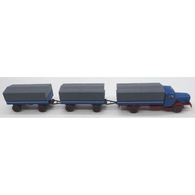 Wiking 478 HO Scale Bussing 8000 Pritschen Lastzug Truck with 2 Trailers