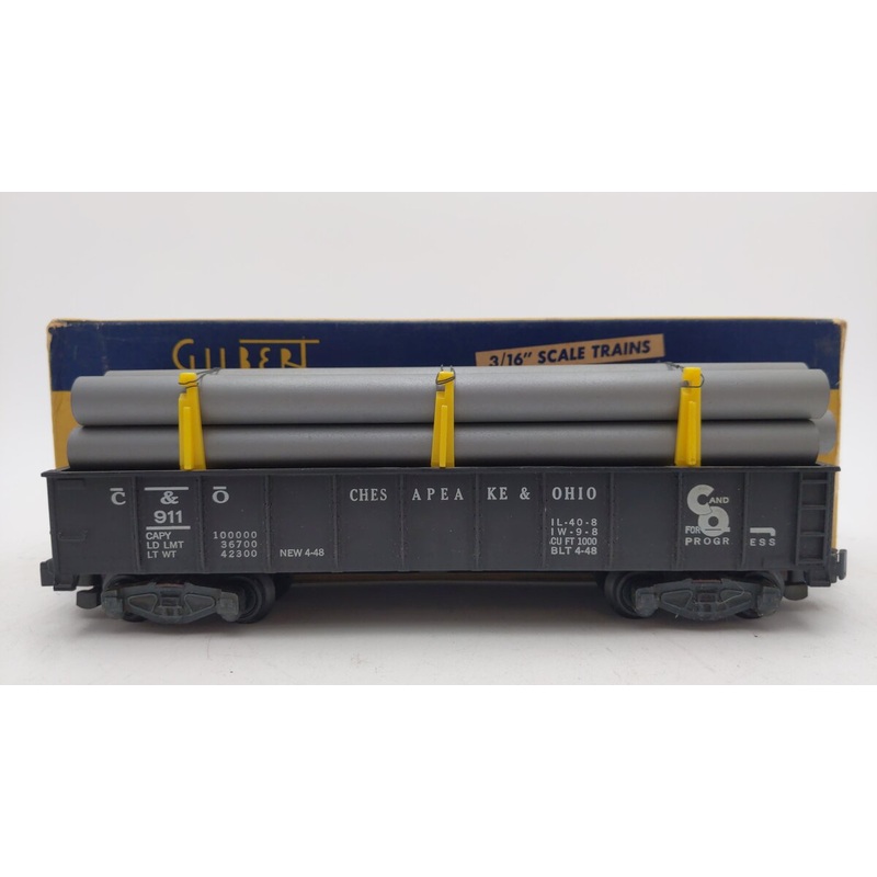 American Flyer 911 Vintage S Chesapeake and Ohio Gondola w/Gray Pipe Load EX/Box
