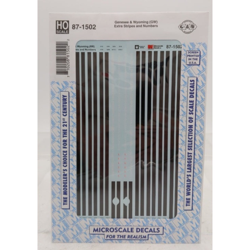 Microscale 87-1502 HO Genesee & Wyoming (GW) Extra Stripes & Numbers Decal Sheet