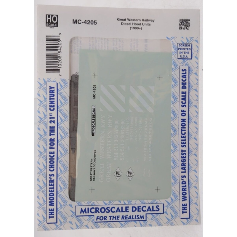 Microscale MC-4205 HO Great Western Railway Locomotives Hood Units 1990+ Decal