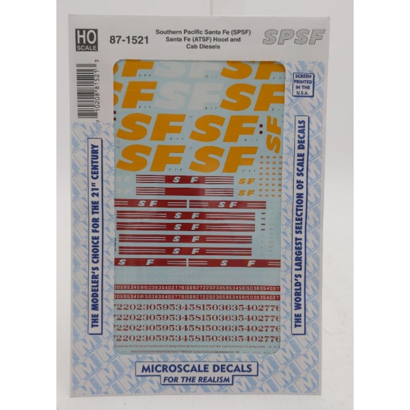 Microscale 87-1521 HO (SPSF) Santa Fe (ATSF) Hood and Cab Diesels Decal Sheet