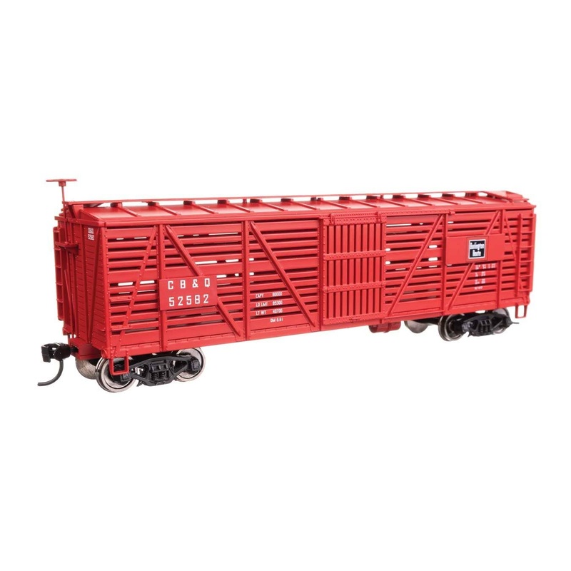 Walthers 910-41454 HO CBQ 40′ Wood Stock Car Ready to Run #52582