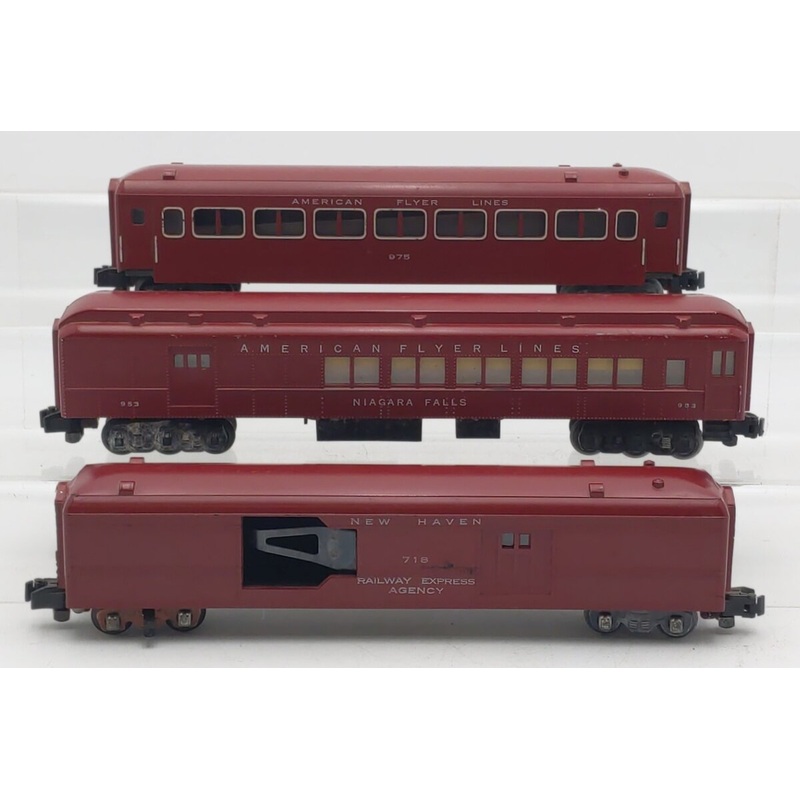 American Flyer Vintage S Assorted Passenger Cars: 718, 953, 975 [3] VG