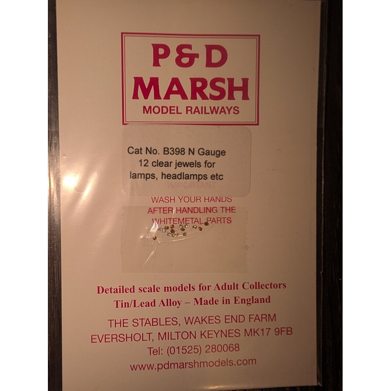 P & D Marsh B398 N Gauge Clear Jewels For Lamps, Headlamps, Etc. (Pack of 12)