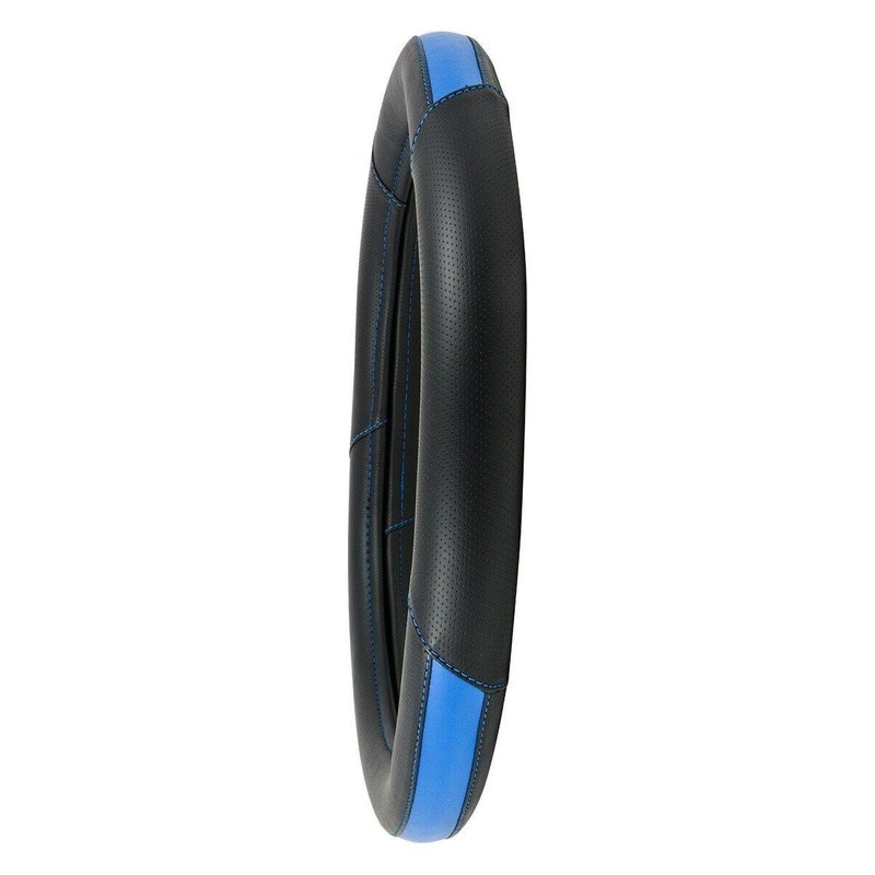 54064 18 deluxe pvc steering wheel cover matte blue-blue stitching 54064