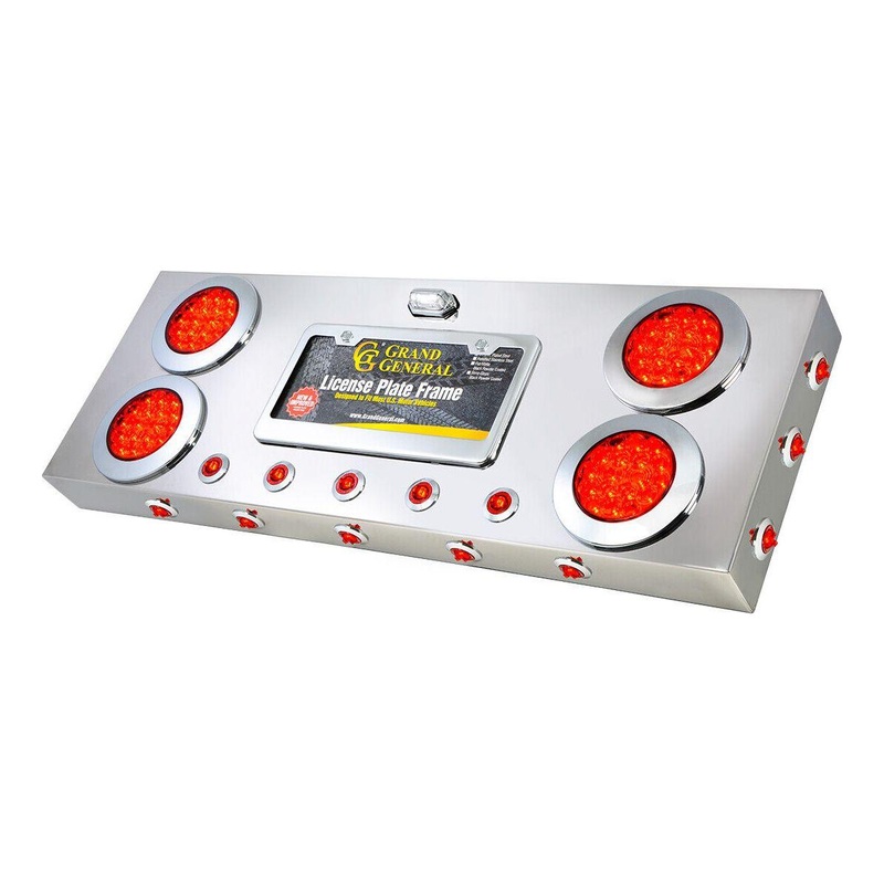91302 red/red lens STAINLESS STEEL REAR CENTER LIGHT PANEL W/DUAL FUNCTION LEDS 91302