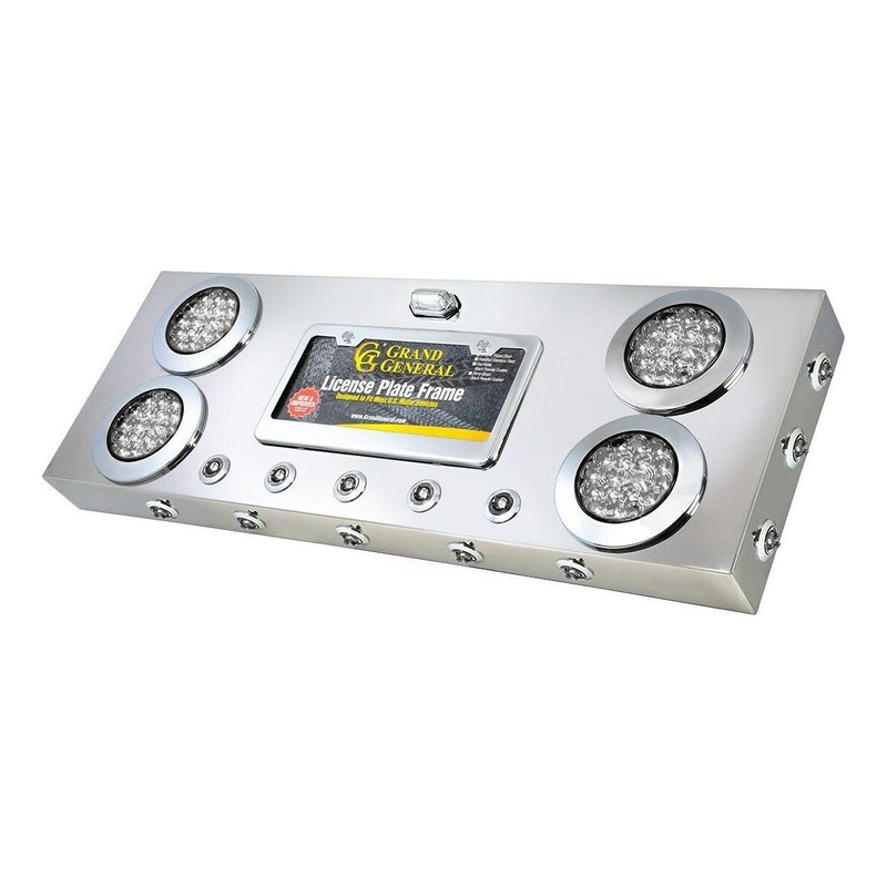 91303 RED/CLEAR LENS STAINLESS STEEL REAR CENTER LIGHT PANEL W/DUAL FUNCTION LED 91303