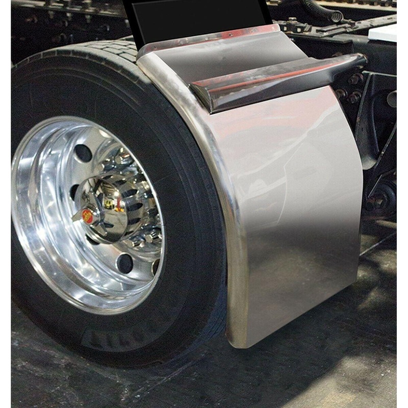 TFEN-Q21 38 Low Rider Quarter Fender Kit with Triangle Mounts  14 Gauge | Mirror Shine Stainless Steel