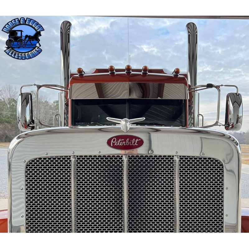 PETERBILT 10” ROLLIN LOW S.S. STRAIGHT FLAT BOTTOM SUNVISOR #1002