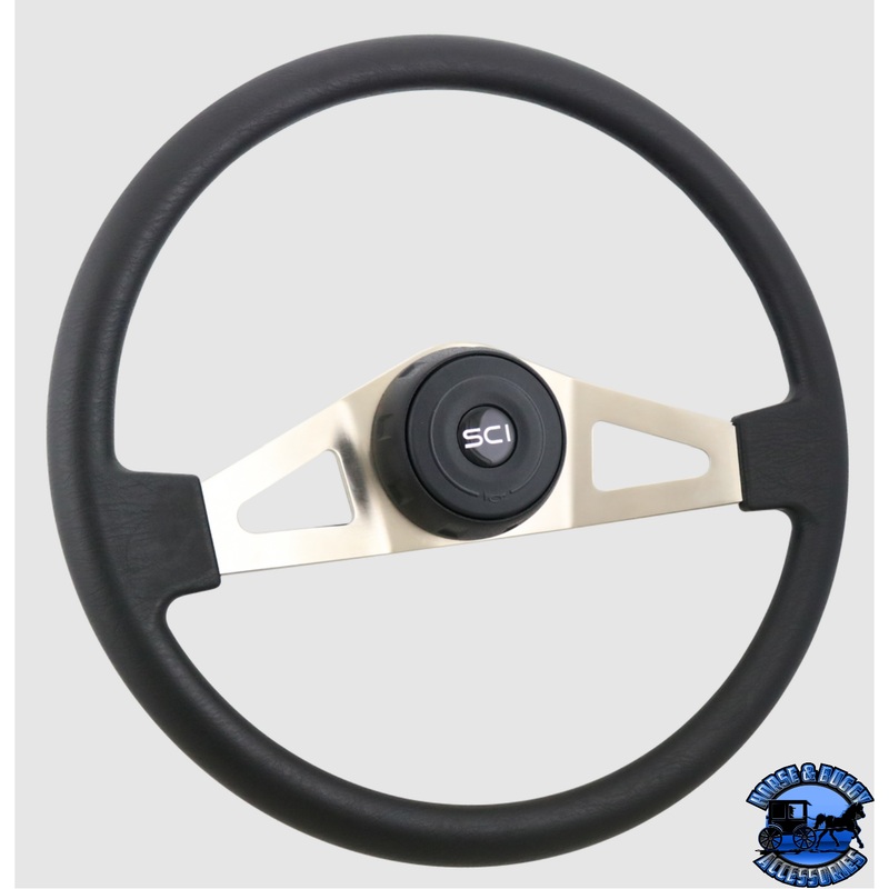 102-3015-77004 Steering Creations Pinion Poly BN 18 Polyurethane Rim, Nickel Plated 2-Spoke Wheel (3-Hole)