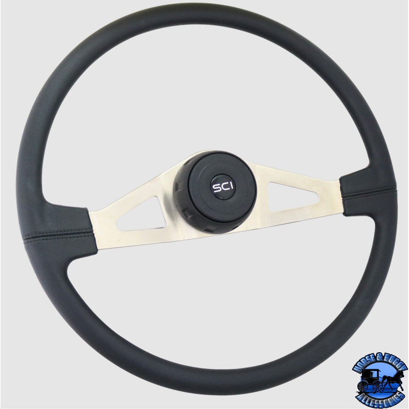106-3015-77004 Steering Creations Thunderbolt  – 20 Polyurethane Rim, Nickel Plated 2-Spoke w/Triangle Cut Outs Wheel