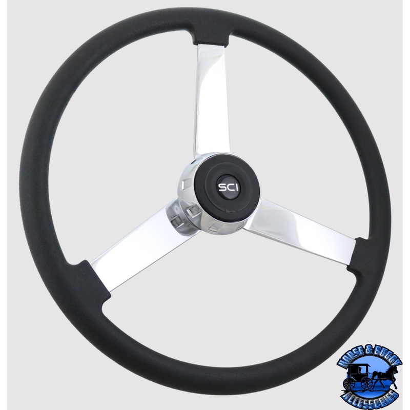 111-3053-77004 Steering Creations Lawrence – 20 Polyurethane Rim, Chrome 3-Spoke Wheel