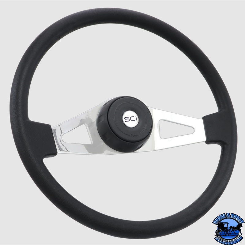 182-3015-77502 Steering Creations 18” Jasper Poly Rim Polished Chrome 2-Spoke Wheel (3-Hole)