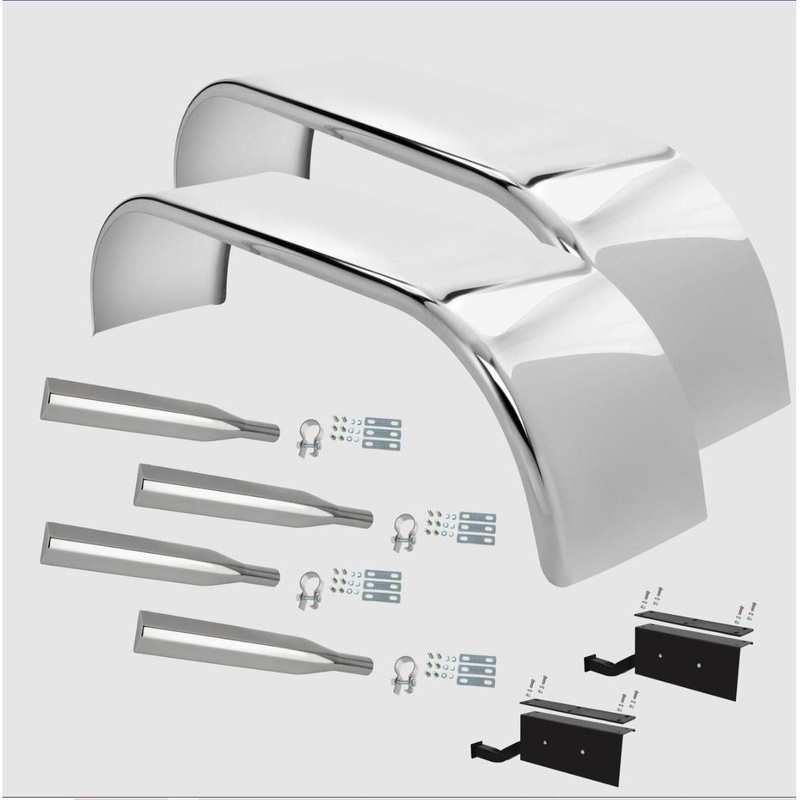 Hogebuilt full fender kit Stainless Steel Pair w/heavy duty brackets 31 drop