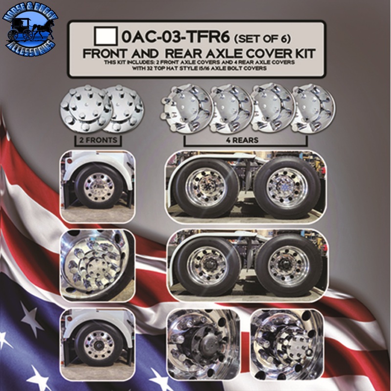 Lifetime Nut Cover kits. Rear hub covers with top hat lug nuts  set of 6 or 4