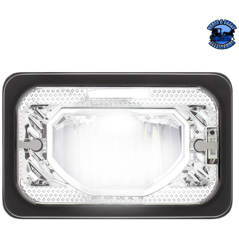 ULTRALIT – HEATED 4 X 6 LED HEADLIGHT WITH GLASS LENS & ALUMINUM HOUSING (Choose Color) (Choose High or Low)