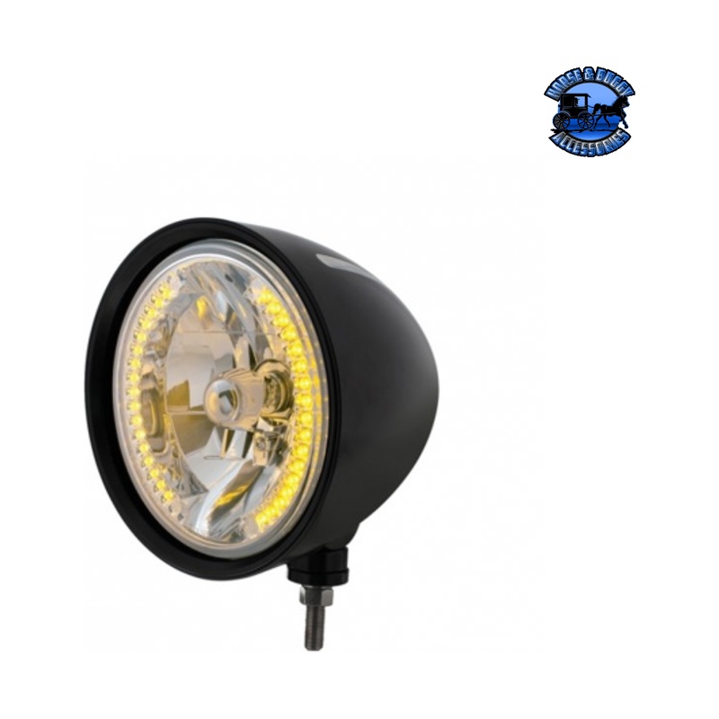 Black Billet Style Groove Headlight H4 Bulb With 34 Amber LED #32667