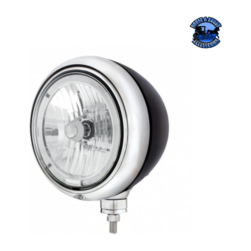 BLACK GUIDE HEADLIGHT 9007 BULB WITH LED HALO RIM (Choose Color)
