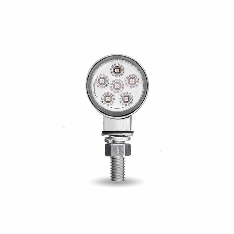 TLED-DL1XC    Clear Amber/Red Clearance Marker 1.8 Mini Double Face Round Reflector LED Light  12 Diodes