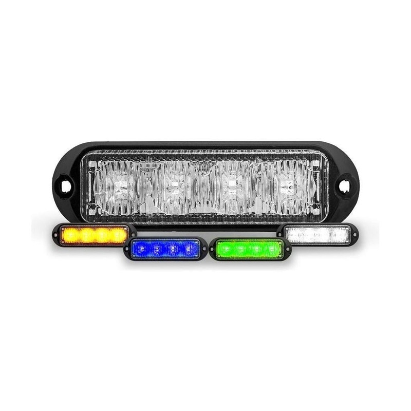 4 Color LED Class 1 Low Profile Warning Strobe with 36 Flash Patterns (4 Diodes) – Amber, White, Green & Blue