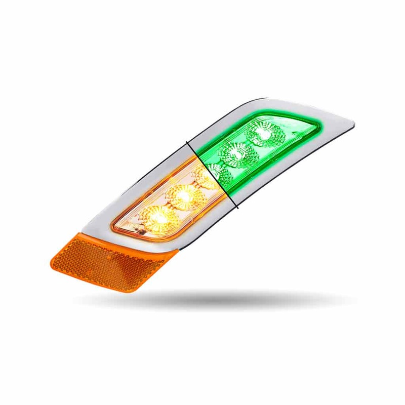 TLED-P300AG Amber to Green Peterbilt LED Fender Light  5 Diodes | Driver Side