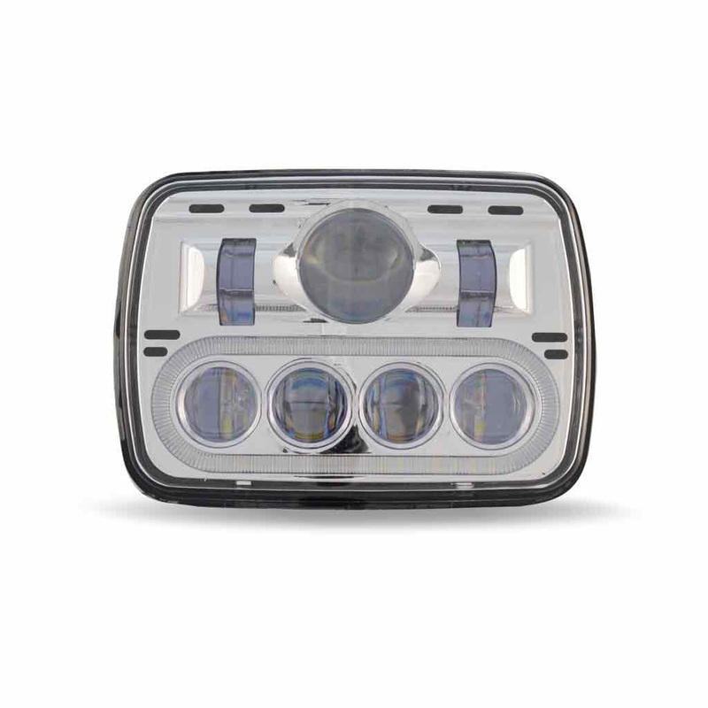 TLED-H4 5 x 7 LED Projector Headlight with Glow Position LED Halo  Combination High & Low Beam | 2600 Lumens