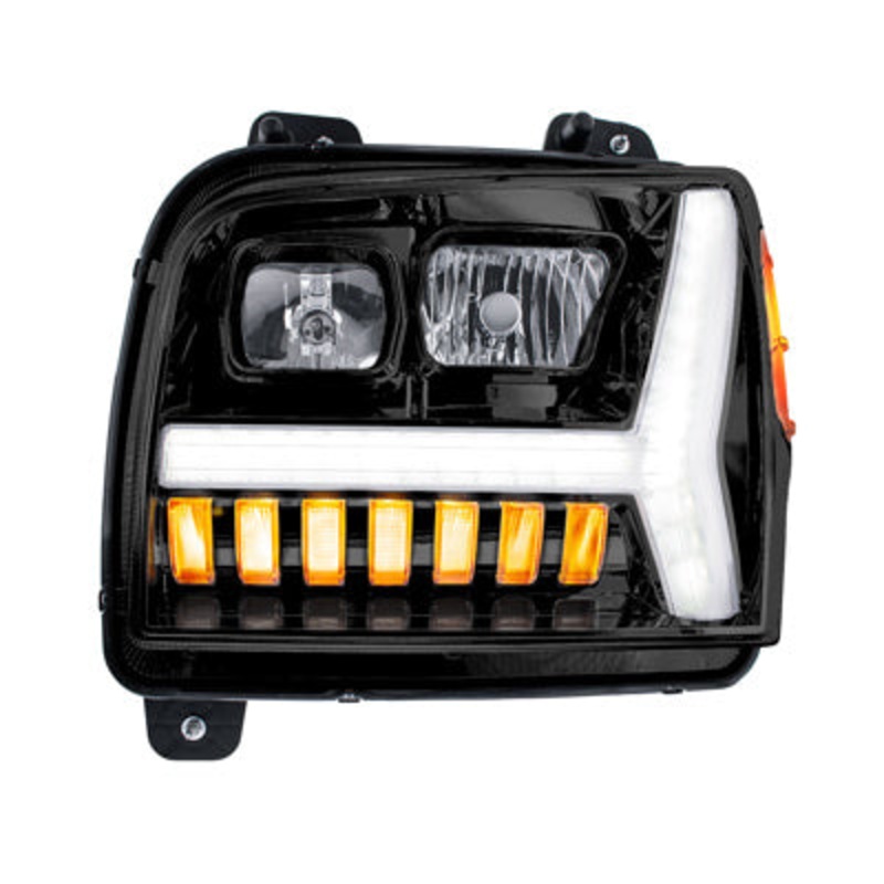BLACKOUT HEADLIGHT WITH LED DRL LIGHT BAR & TURN SIGNAL FOR 2018-2024 KENWORTH W990