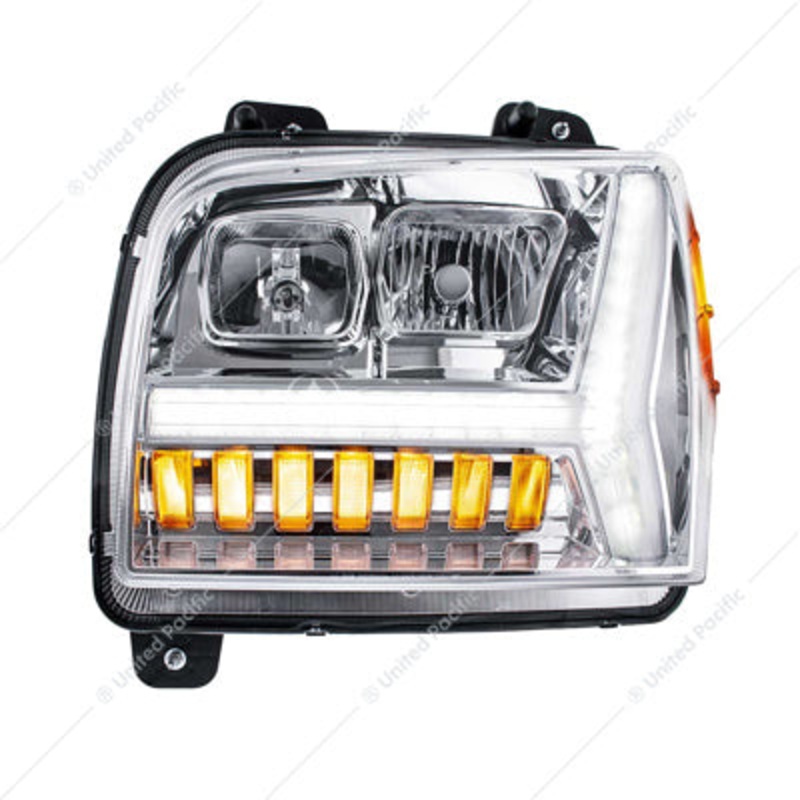 HEADLIGHT WITH LED DRL LIGHT BAR & TURN SIGNAL FOR 2018-2024 KENWORTH W990