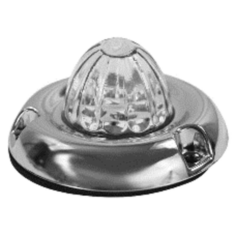 Legendary 1-1/2 Inch Watermelon Light W/ Curved Bezel- Amber LED / Clear Glass Lens 11002CA-4