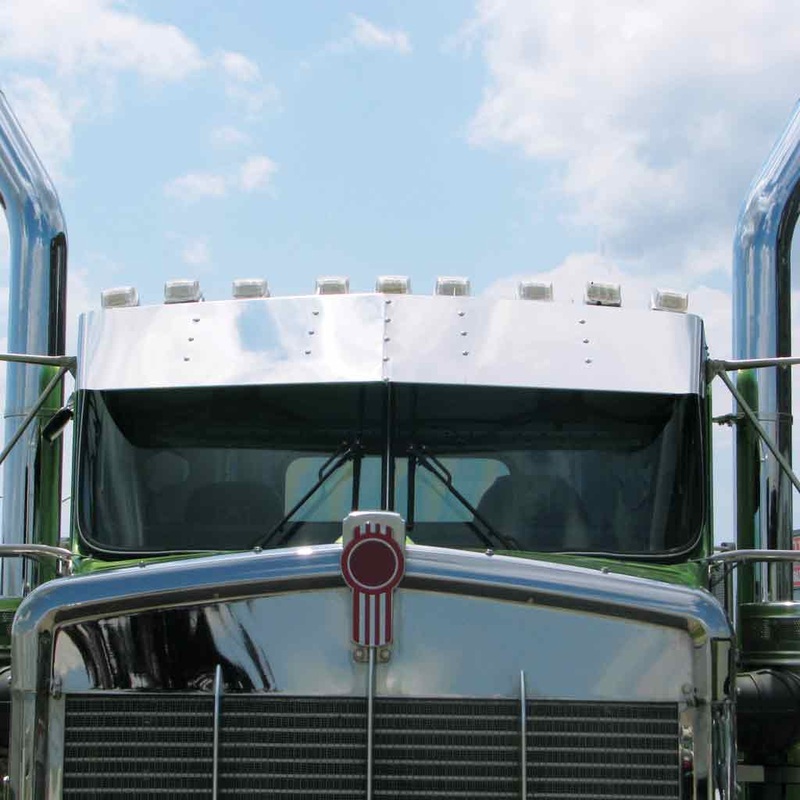 TSUN-K2 14 Kenworth W900 Curved Glass Sunvisor with 8 x 2 Light Holes (2006-)