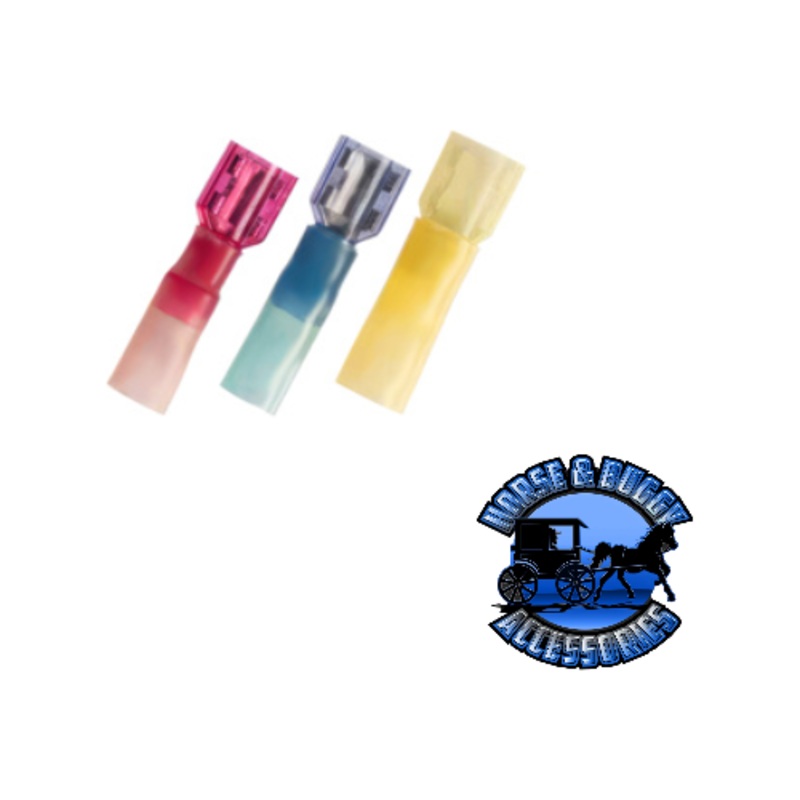 UP-98156 22-18 AWG .250 Tab CS Fully Insulated Heat Shrink FM Disconnect – Red, 10 Pcs.