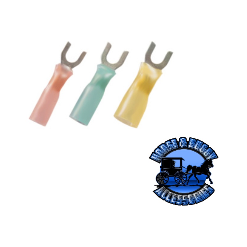 UP-98158 22-18 AWG #6 Stud CS Heat Shrink Spade Terminal – Red, 10 Pcs.