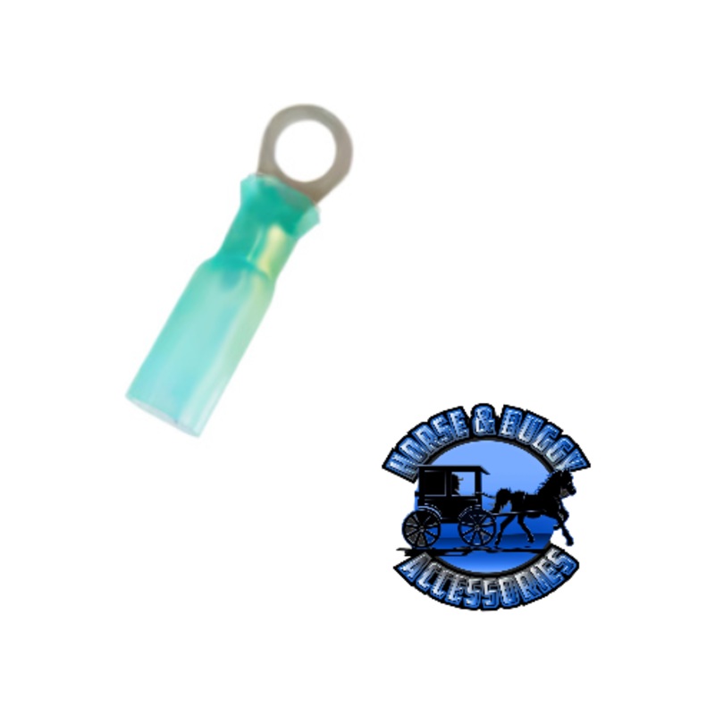 UP-98166 16-14 AWG #8 Stud CS Heat Shrink Ring Terminal – Blue, 5 Pcs.