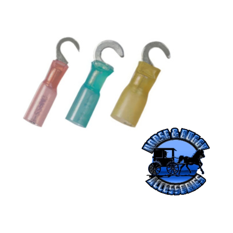 UP-98193 12-10 AWG #10 Stud CS Heat Shrink Hook Terminal – Yellow, 4 Pcs.