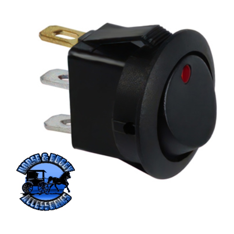 UP-98304 Red LED Round Rocker 10 Amp 12V On/Off 1/2 Dia. 1 Pc.