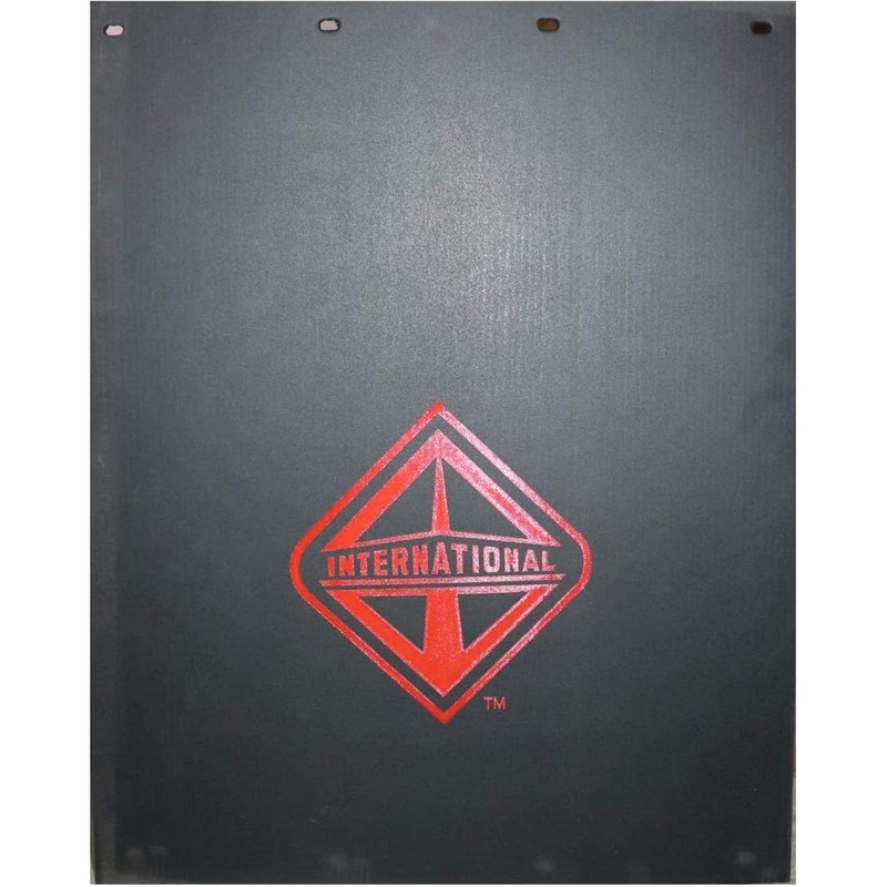 3/8” BLACK RUBBER MUDFLAP W/ INTERNATIONAL  (24” X 30”) CHOOSE COLOR