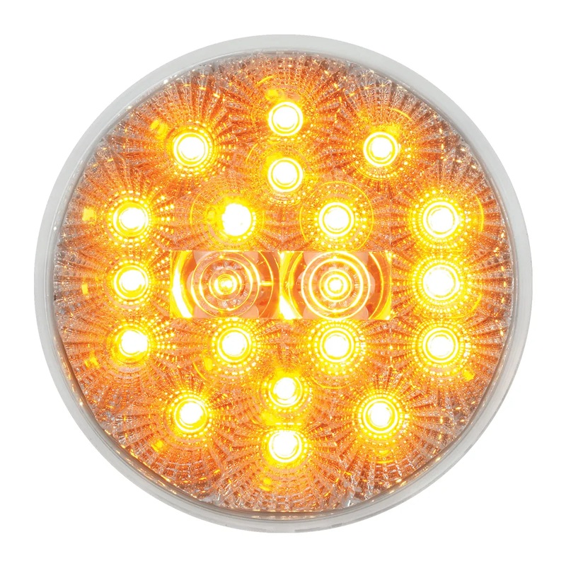 #77091bp   4 LOW PROFILE SPYDER AMBER 20 LED LIGHT, CLEAR LENS
