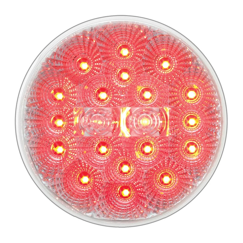 #77094bp   4 LOW PROFILE SPYDER RED 20 LED LIGHT, CLEAR LENS