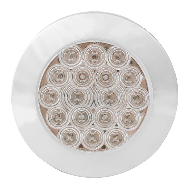 4 FLEET AMBER/CLEAR 18 LED FLANGE MOUNT W/ CR. BEZEL 3PIN
