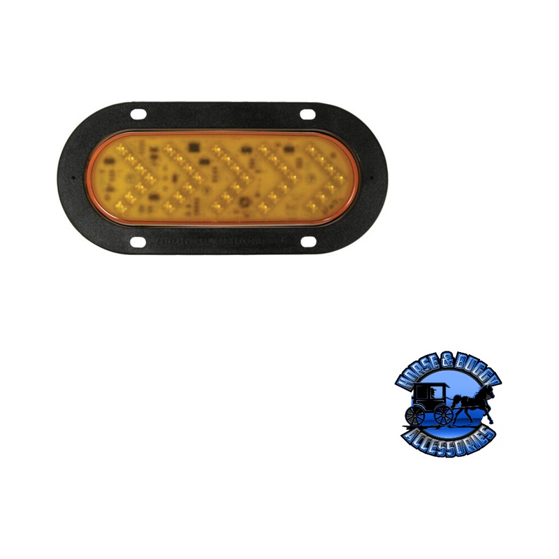 823QA 6.5×2.25 Amber, Clear Lens LED Mid-Turn/ Side Marker, Oval, Sequential AMP Housing Flange-Mount