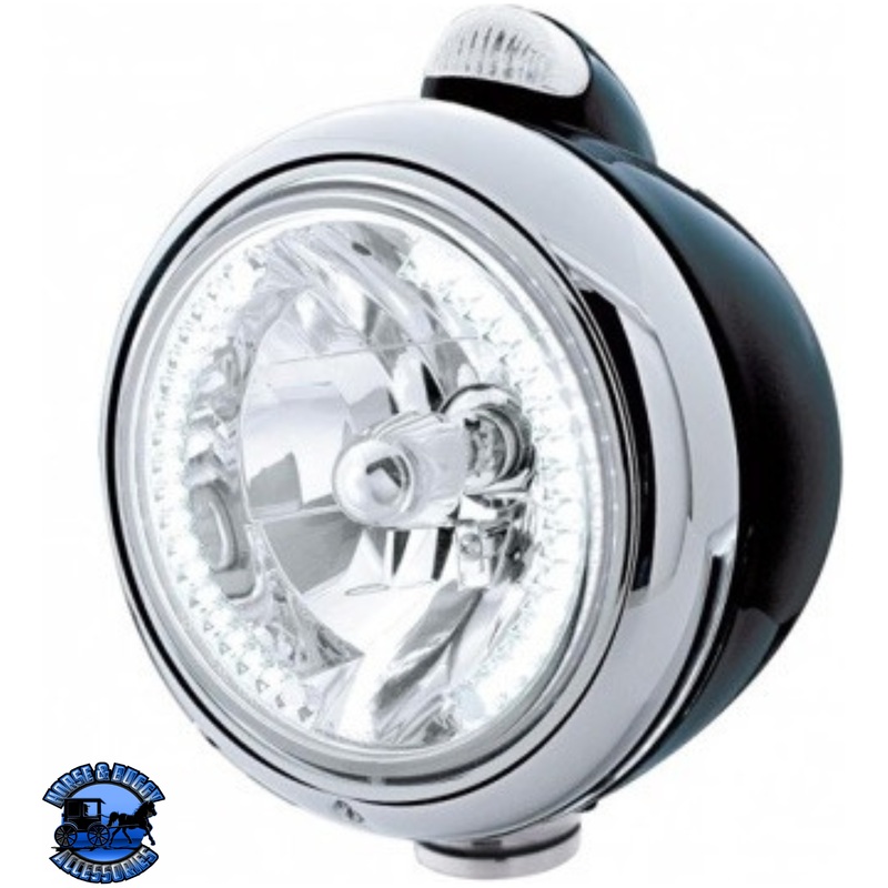 BLACK GUIDE 682-C HEADLIGHT H4 WITH WHITE LED & LED SIGNAL – CLEAR LENS #32445