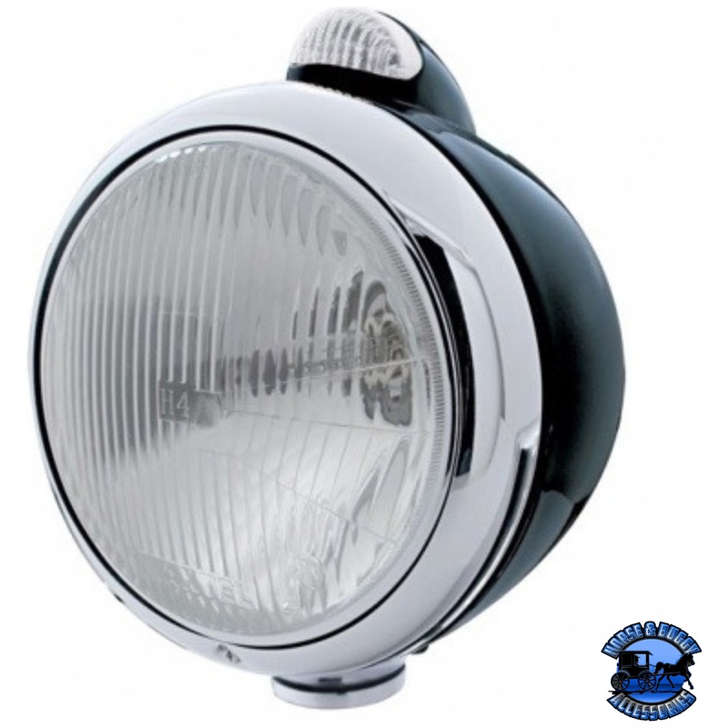 BLACK GUIDE 682-C STYLE HEADLIGHT H4 & LED TURN SIGNAL – CLEAR LENS #31558