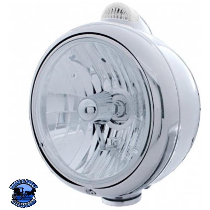 CHROME GUIDE 682-C STYLE HEADLIGHT CRYSTAL H4 & LED SIGNAL CLEAR LENS #31547