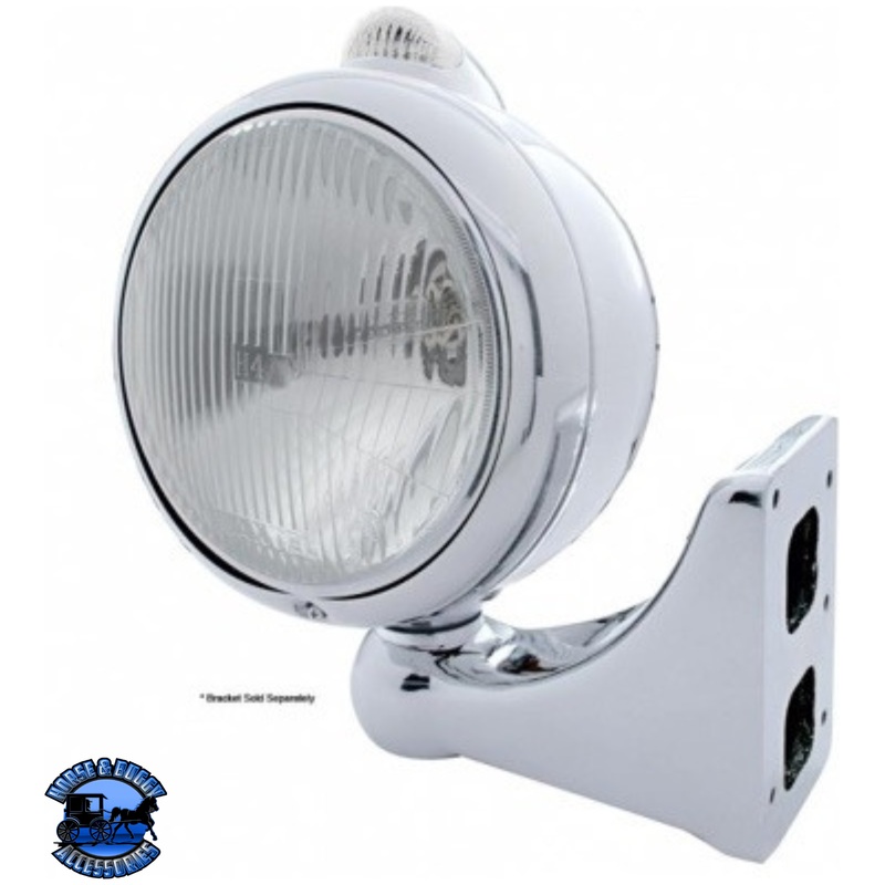 CHROME GUIDE 682-C STYLE HEADLIGHT H4 & LED TURN SIGNAL – CLEAR LENS #31544