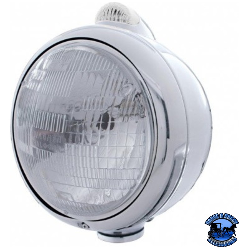 CHROME GUIDE 682-C STYLE HEADLIGHT H6024 & LED TURN SIGNAL – CLEAR LENS #31541