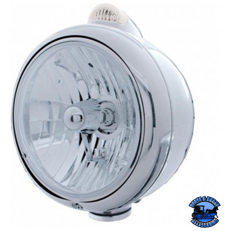 STAINLESS STEEL GUIDE 682-C STYLE HEADLIGHT CRYSTAL H4 & LED SIGNAL – CLEAR LENS #31533