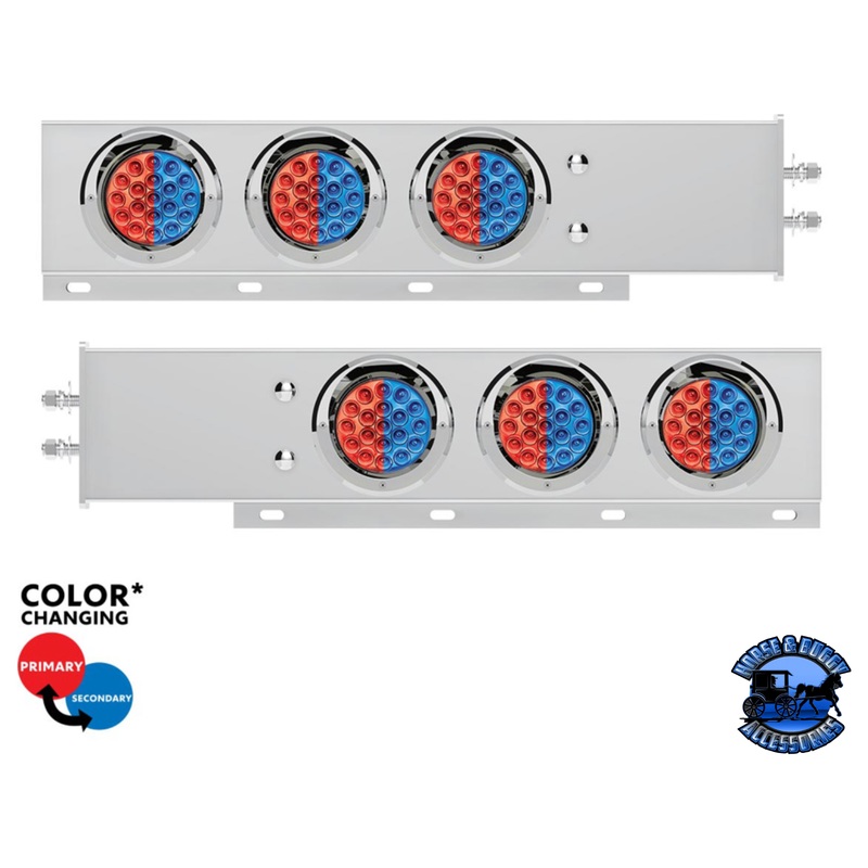 2 BOLT PATTERN SS SPRING LOADED LIGHT BAR WITH 6X DOUBLE FURY 19 LED LIGHTS & VISORS (Choose Color)