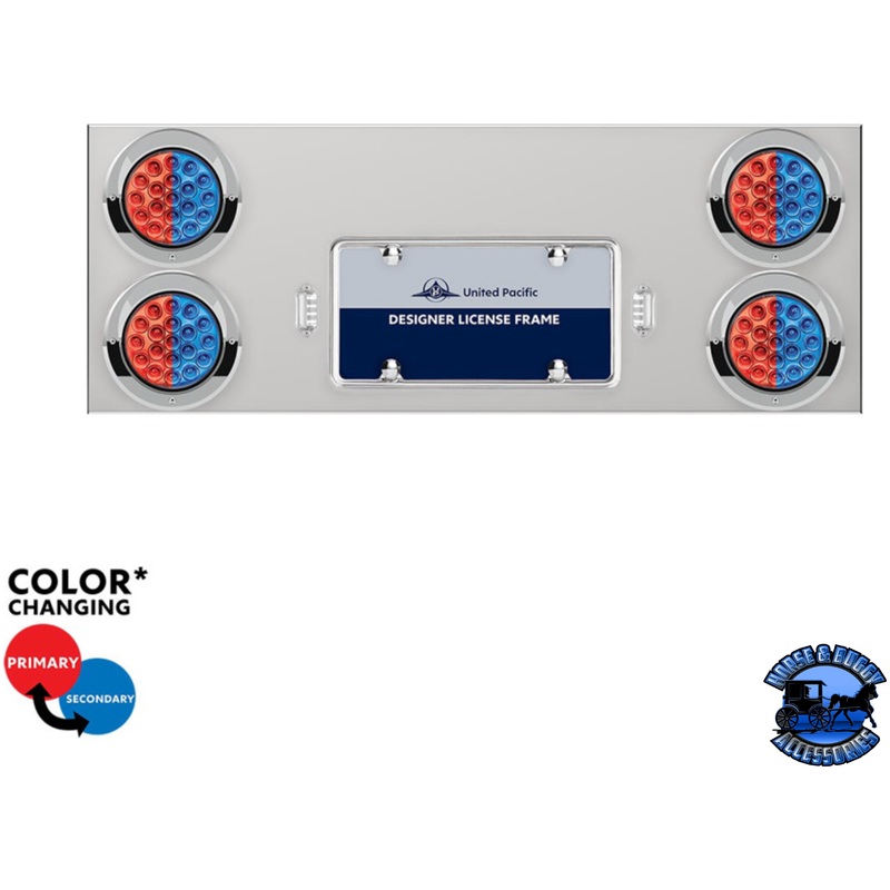 33-3/4 SS REAR CENTER PANEL WITH 4X 19 LED 4 DOUBLE FURY LIGHTS & VISORS (Choose Color)